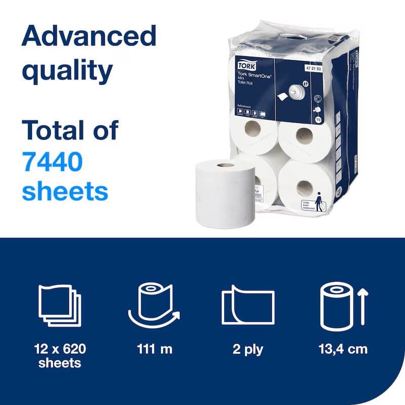 Tork SmartOne® 2 Ply Mini Jumbo Rolls - White