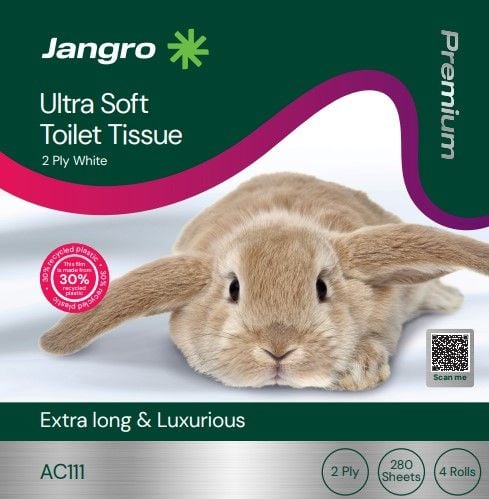 Jangro Premium 2 Ply Ultra Soft Toilet Rolls - White