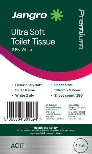 Jangro Premium 2 Ply Ultra Soft Toilet Rolls - White