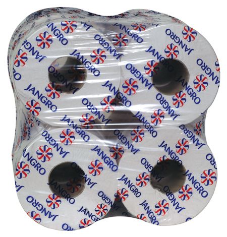 Jangro 2 Ply Mini Jumbo Toilet Rolls - 7.6cm - White