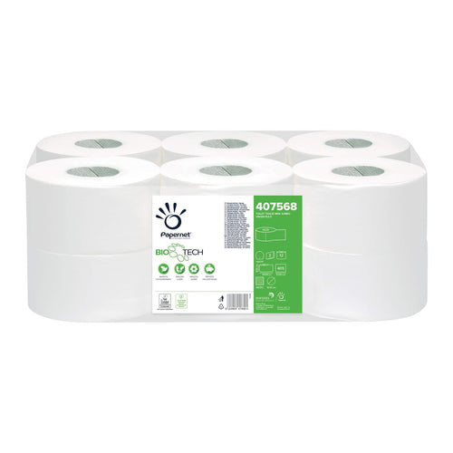 Bio Tech 2 Ply Mini Jumbo Toilet Rolls - 150m - White