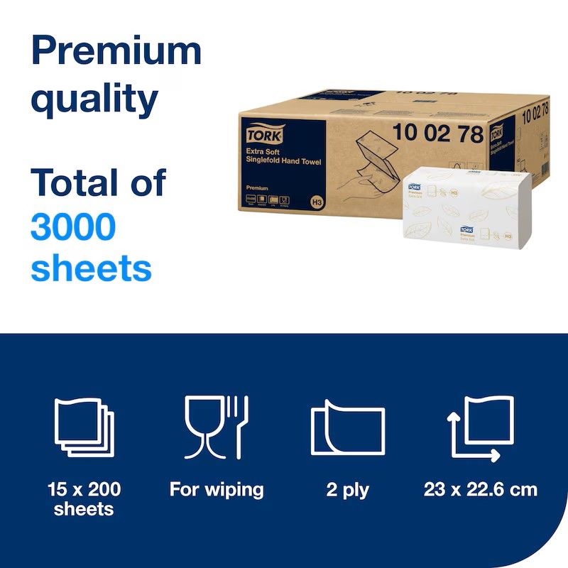 Tork Premium Extra Soft Singlefold Hand Towel White 2 Ply