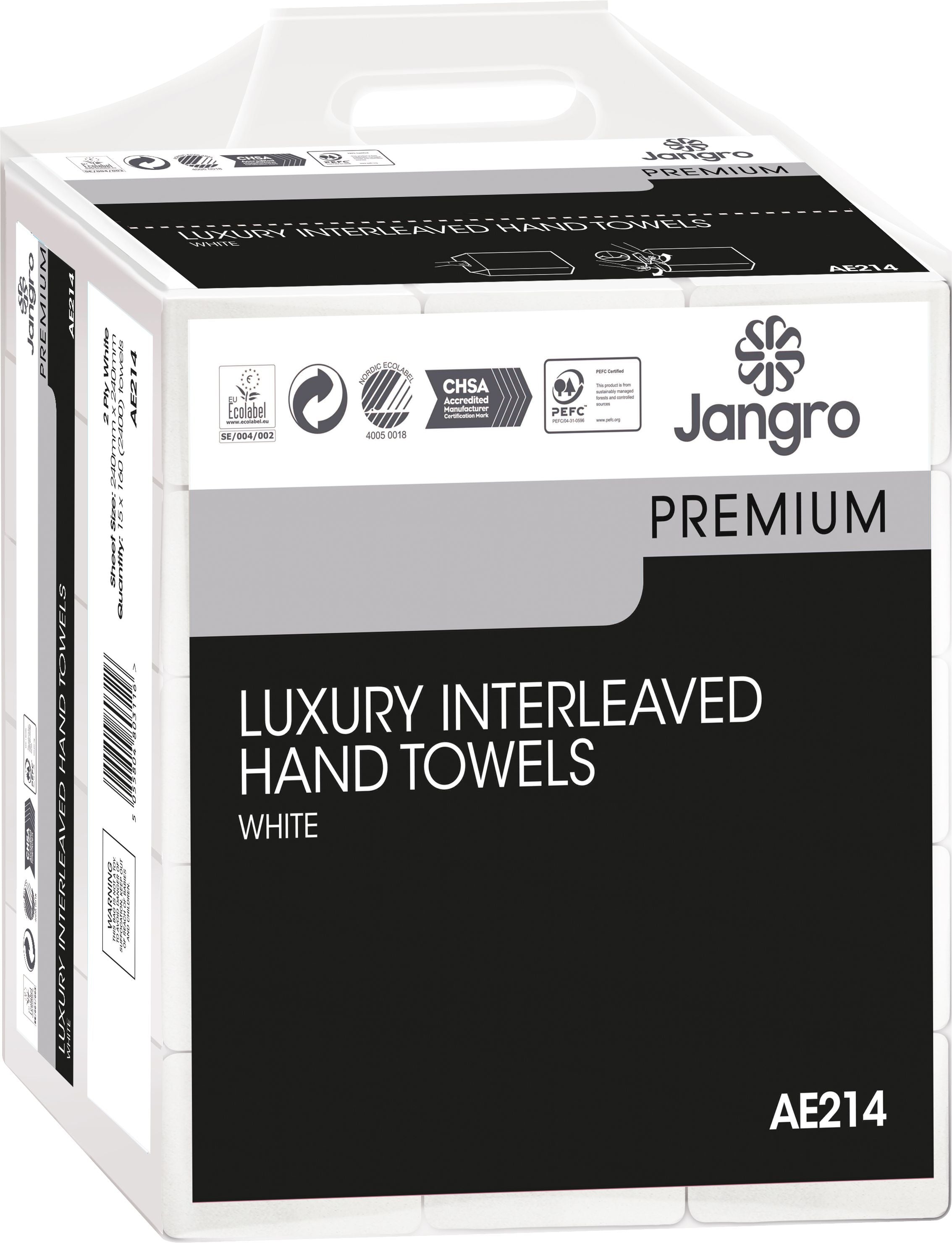 Jangro Premium 2 Ply Luxury Interleaved Hand Towels - White
