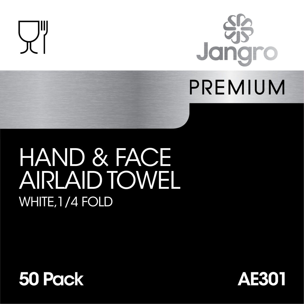 Jangro Premium Airlaid 1/4 Fold Hand and Face Towels - White