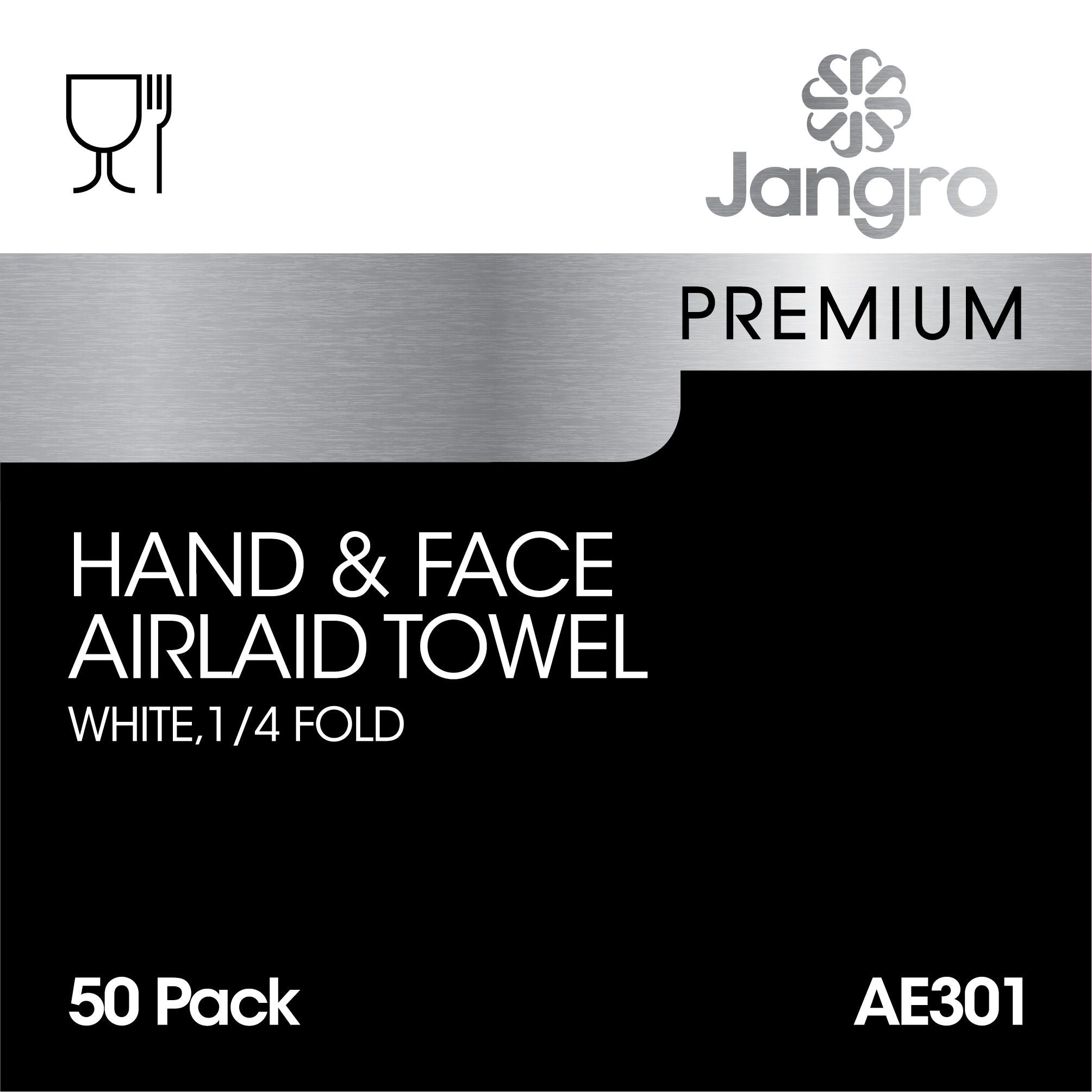 Jangro Premium Airlaid 1/4 Fold Hand and Face Towels - White