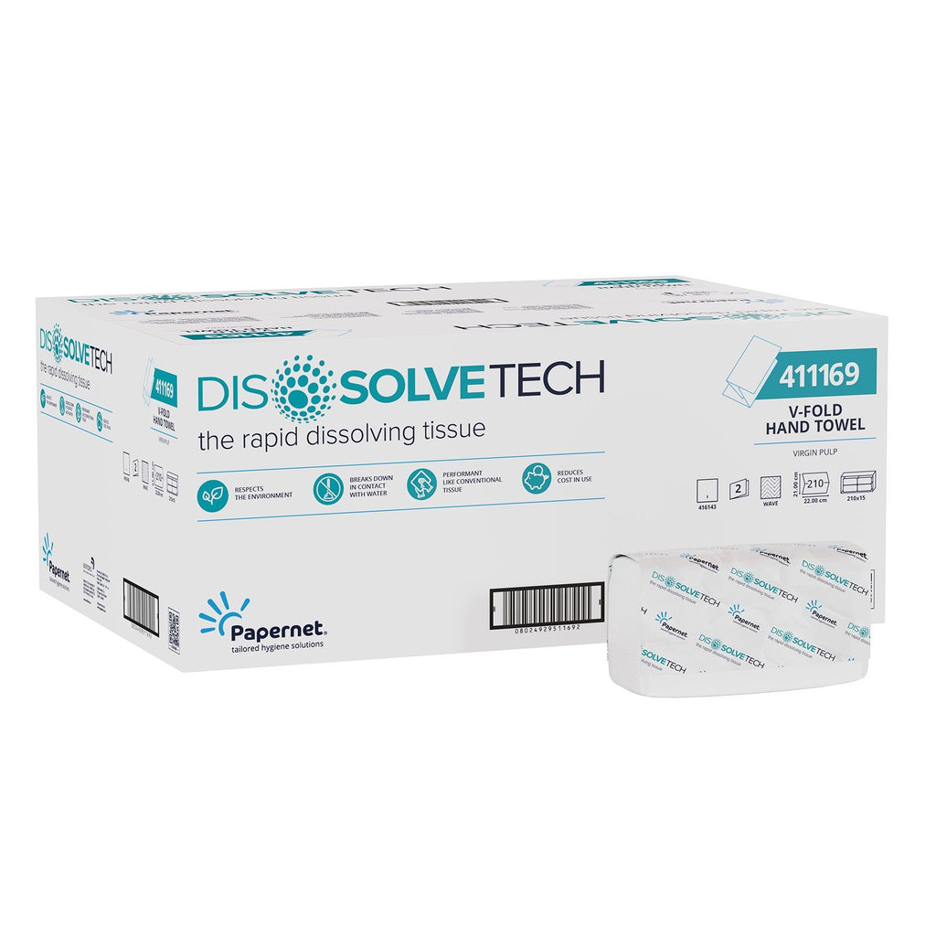 Dissolve Tech Superior 2 Ply V-Fold Hand Towels - White