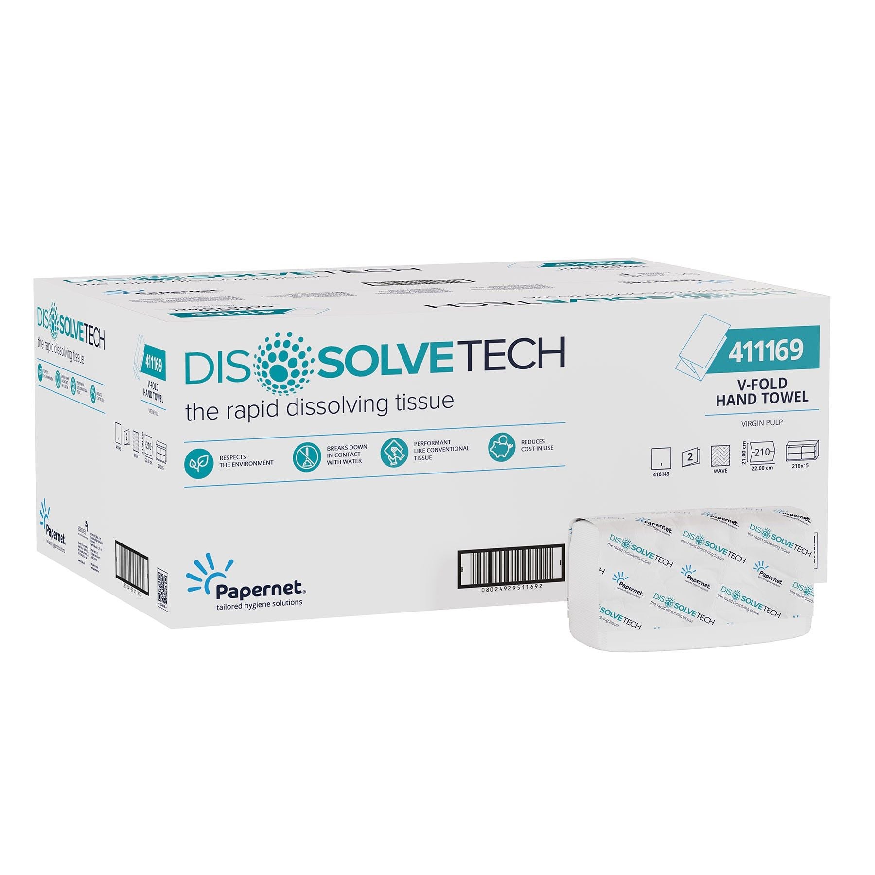 Dissolve Tech Superior 2 Ply V-Fold Hand Towels - White