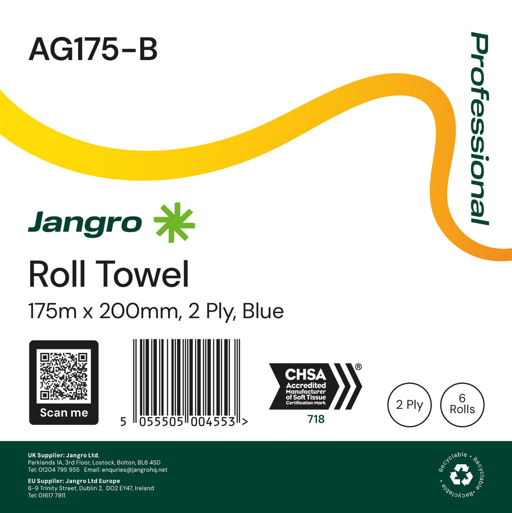 Jangro Blue Roll Towel, 2ply  175M x 200mm