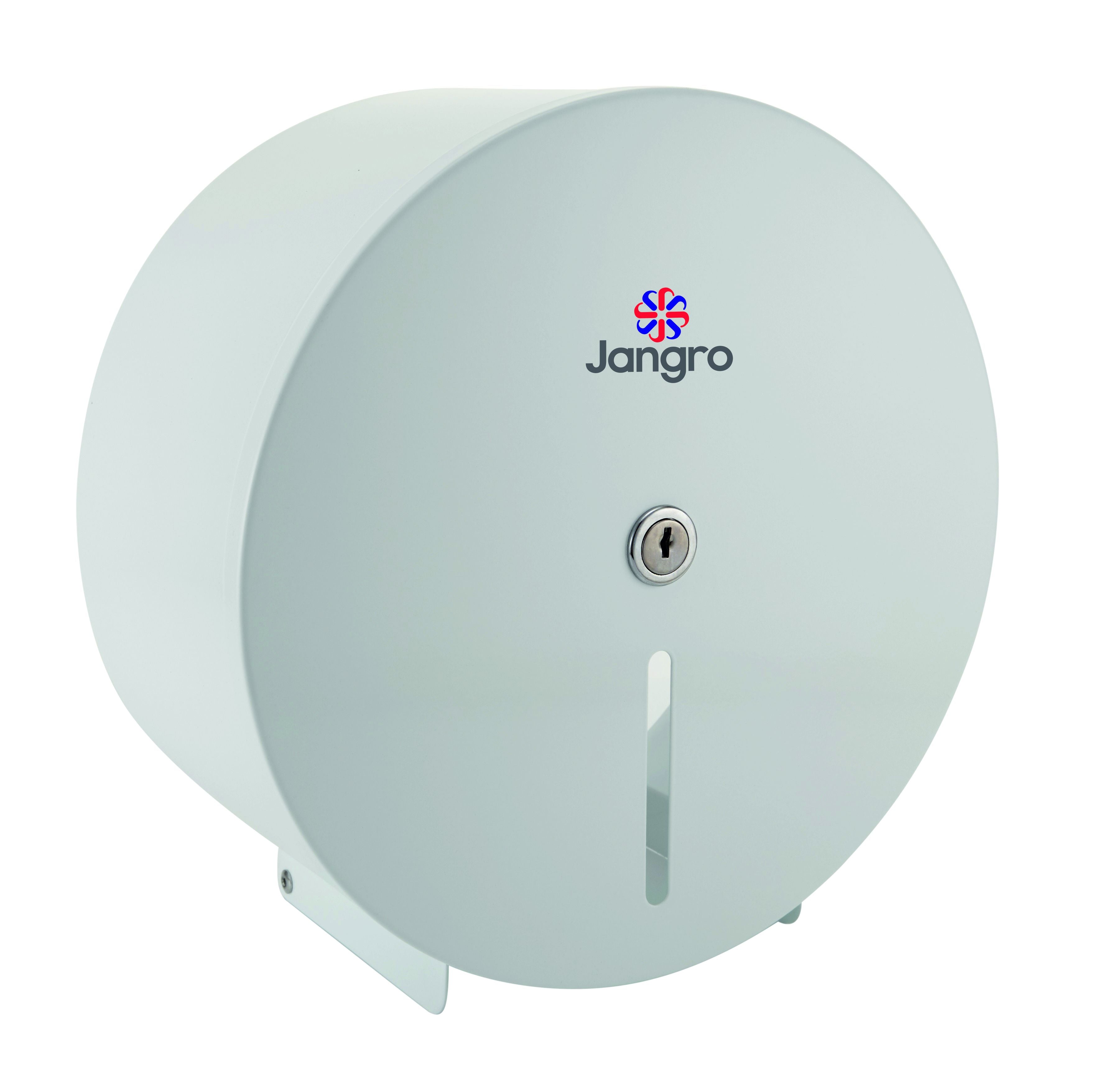 Jangro Metal Mini Jumbo Toilet Roll Dispenser - 6cm - White