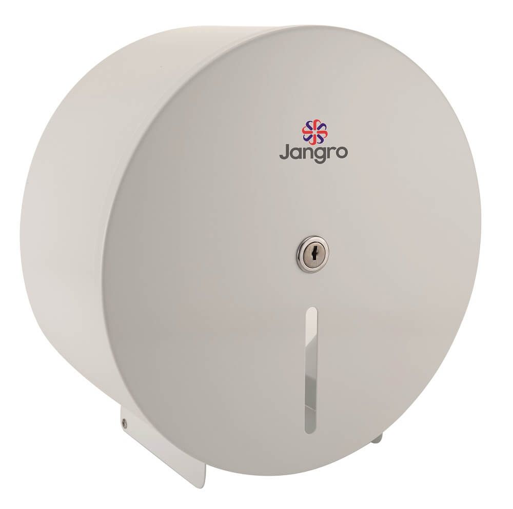 Jangro Metal Midi Jumbo Toilet Roll Dispenser - White