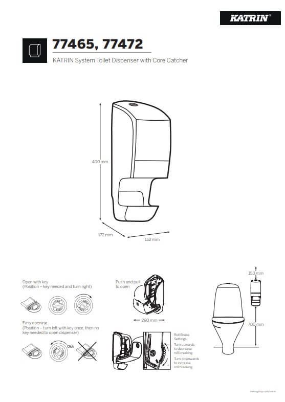 Katrin Plastic Toilet Paper Dispenser - Black