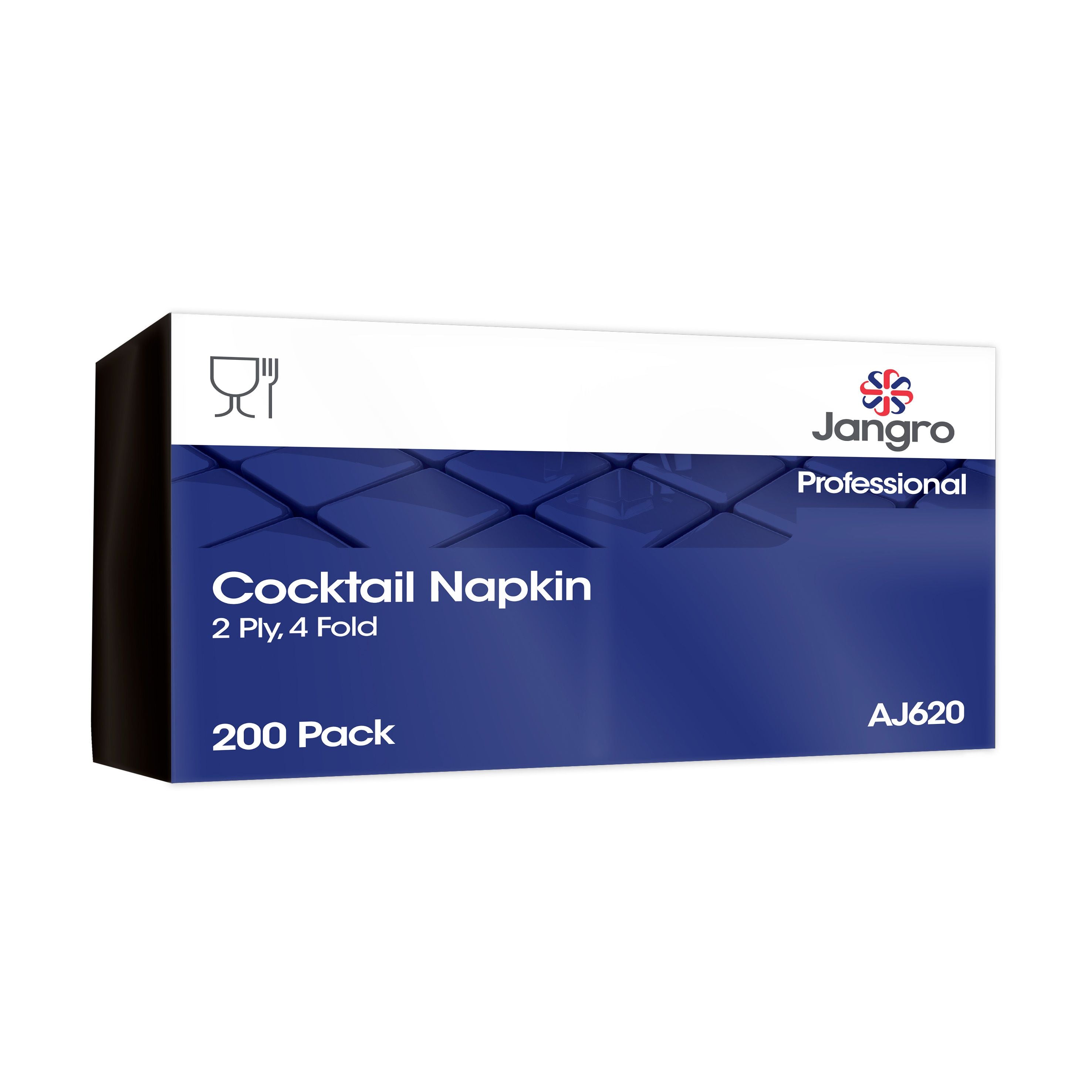 Jangro Professional 2 Ply Cocktail Napkins - 4 Fold - Black