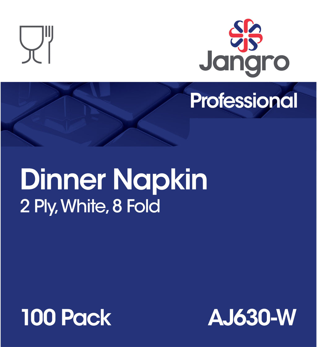 Jangro Professional Dinner 2 Ply Napkins - 8 Fold - White