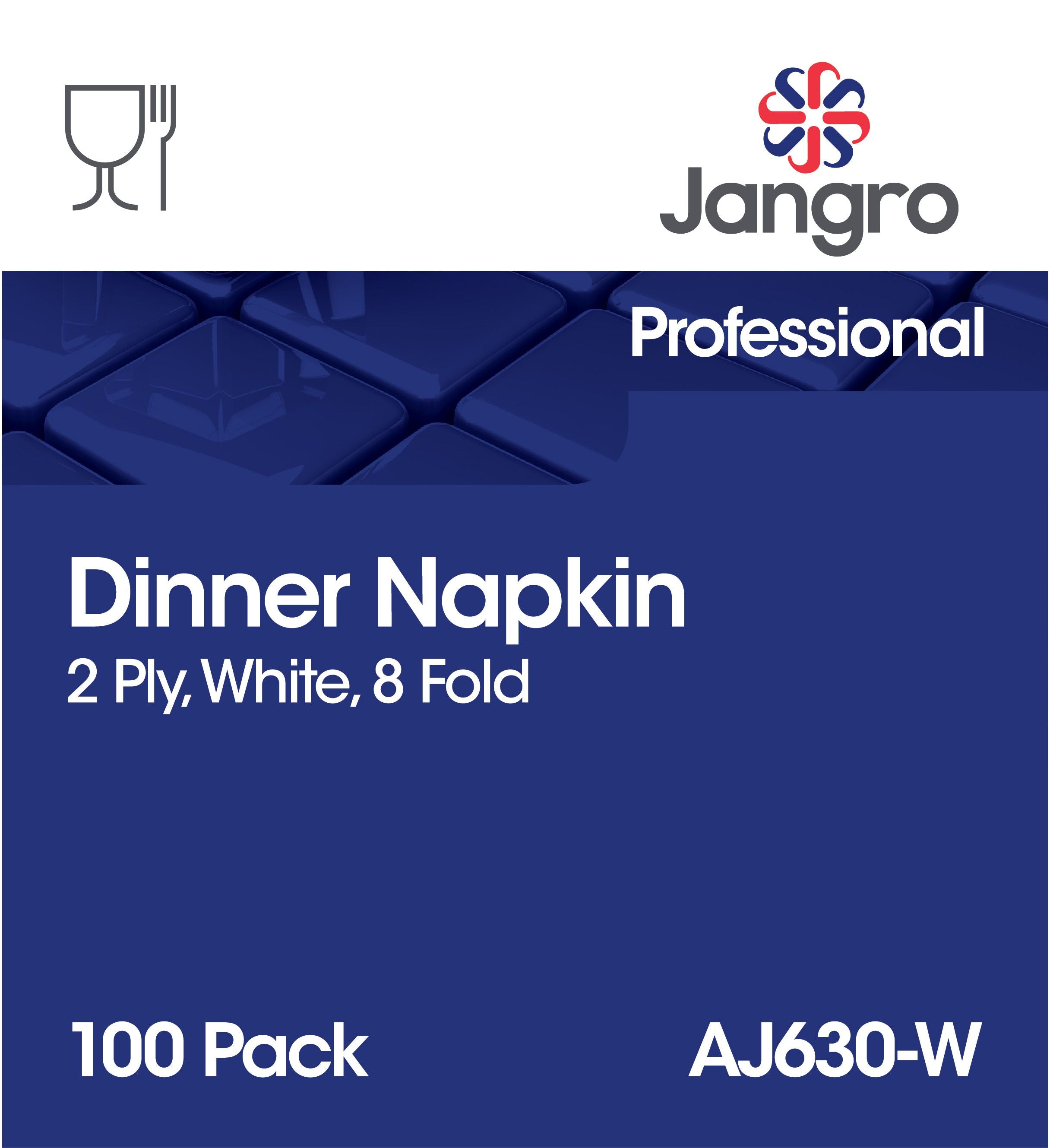 Jangro Professional Dinner 2 Ply Napkins - 8 Fold - White