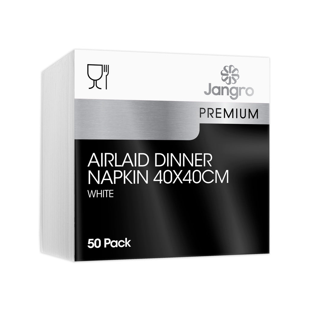 Jangro Premium Tablin Airlaid Dinner Napkin - 4 Fold - White
