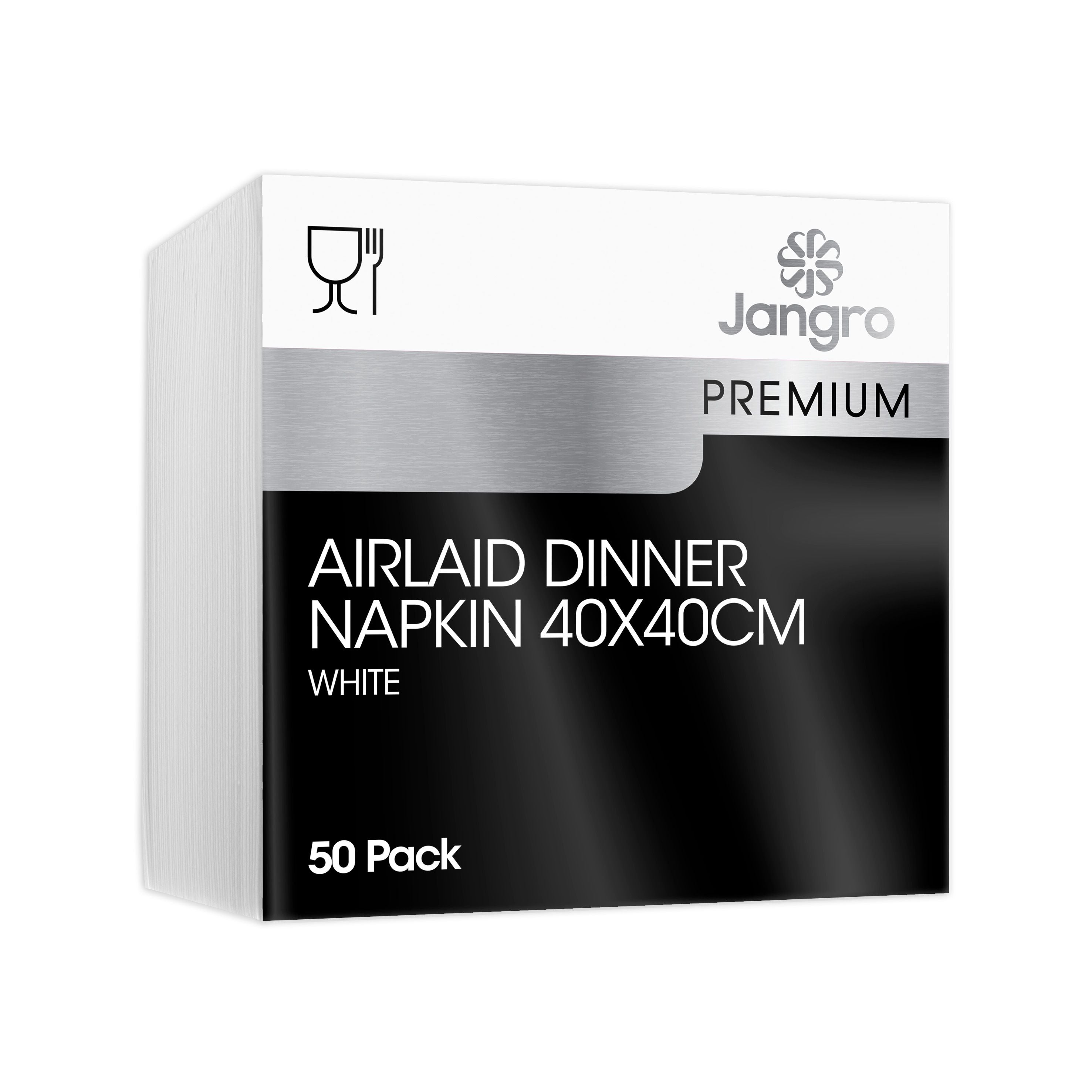 Jangro Premium Tablin Airlaid Dinner Napkin - 4 Fold - White