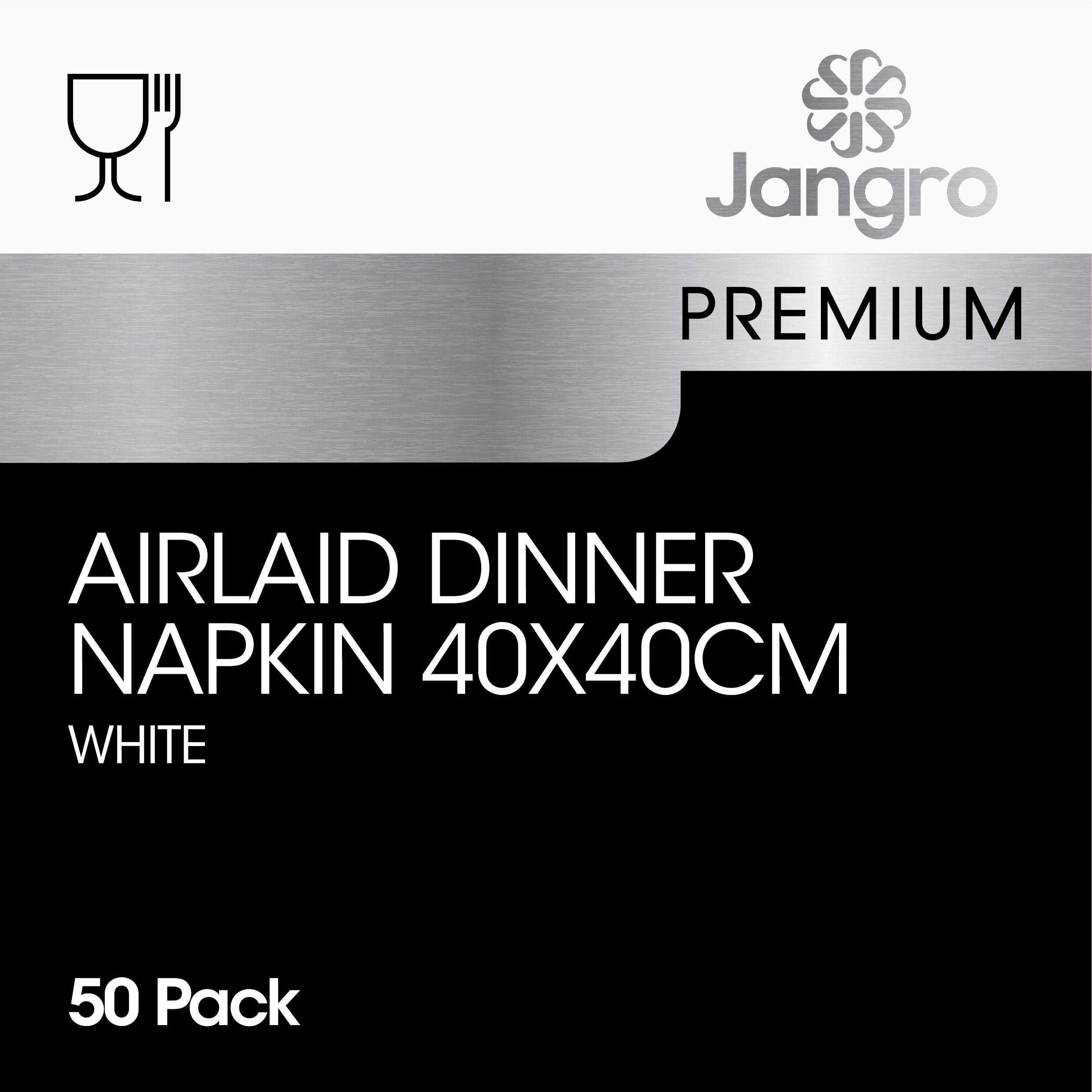 Jangro Premium Tablin Airlaid Dinner Napkin - 4 Fold - White