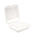 Bagasse 3 Compartment Meal Box - 9"