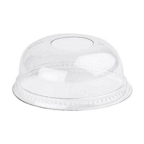Disposable rRET Domed Straw Hole Lid - 20oz to 22oz - Clear