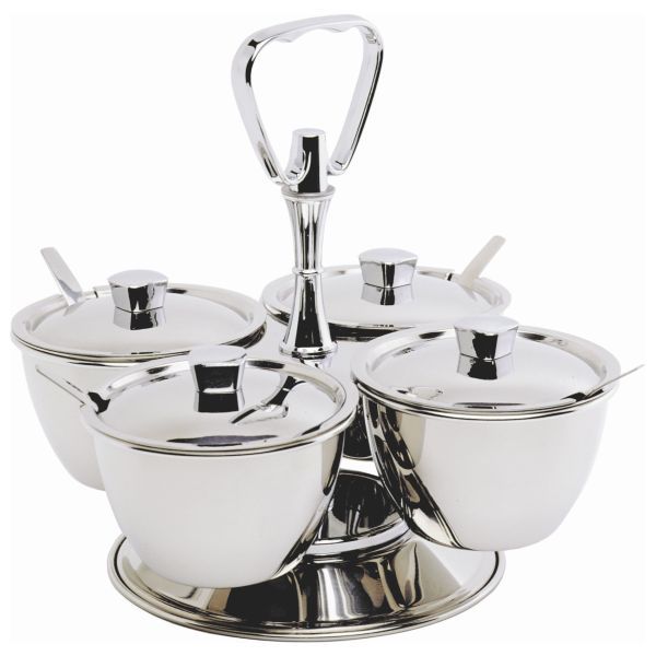 GenWare Stainless Steel Revolving Relish Server - 4 Way