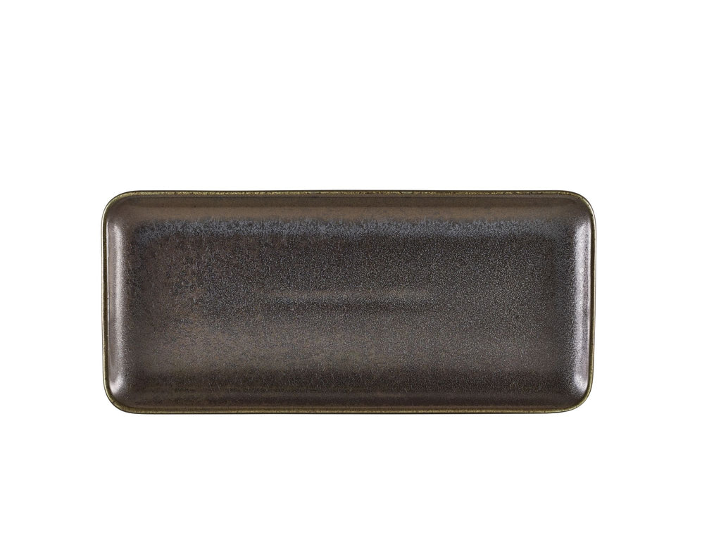 GenWare Terra Porcelain Narrow Rectangular Plates - 31cm - Cinder Black