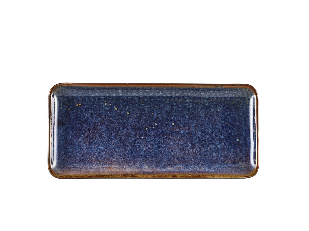 GenWare Terra Porcelain Narrow Rectangular Plates - 31cm - Aqua Blue