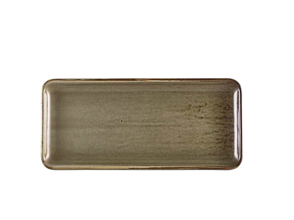 GenWare Terra Porcelain Narrow Rectangular Plates - 31cm - Smoke Grey