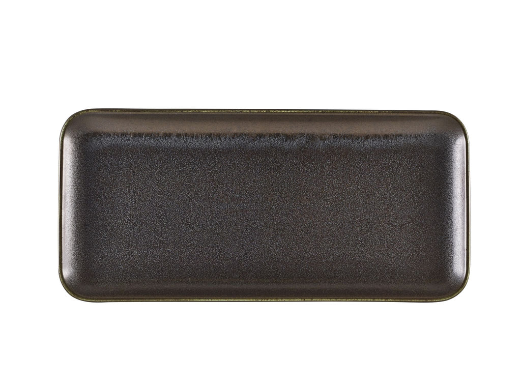 GenWare Terra Porcelain Narrow Rectangular Plates - 36cm - Cinder Black
