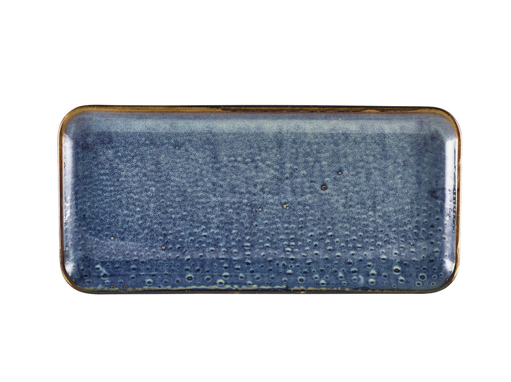 GenWare Terra Porcelain Narrow Rectangular Plates - 36cm - Aqua Blue