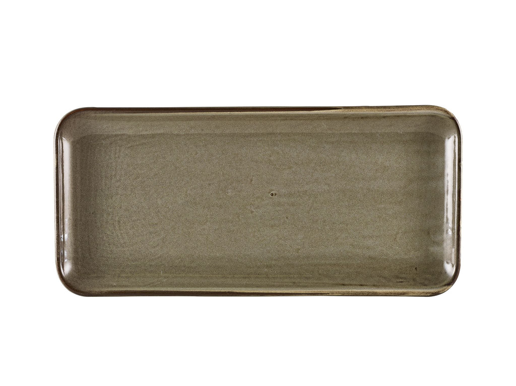 GenWare Terra Porcelain Narrow Rectangular Plates - 36cm - Smoke Grey