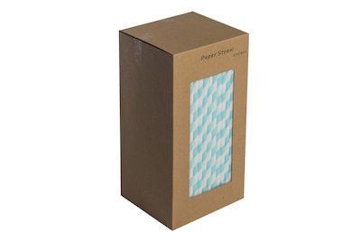Paper Straws - 20cm - Blue / White