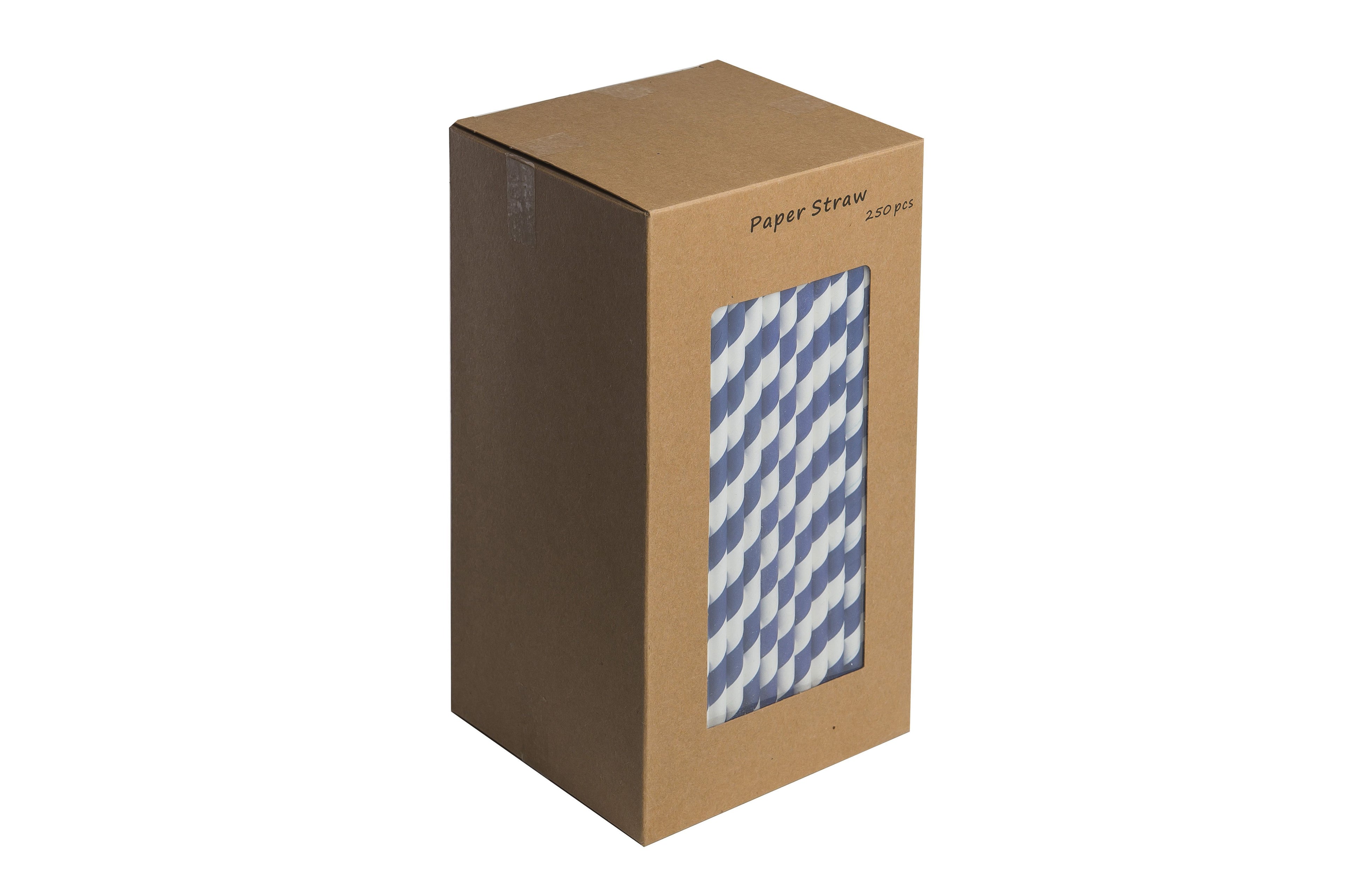 Paper Straws - 20cm - Dark Blue / White