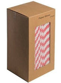 Paper Straws - 20cm - Red / White
