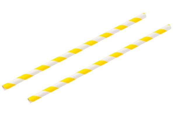 Paper Straws - 20cm - Yellow / White