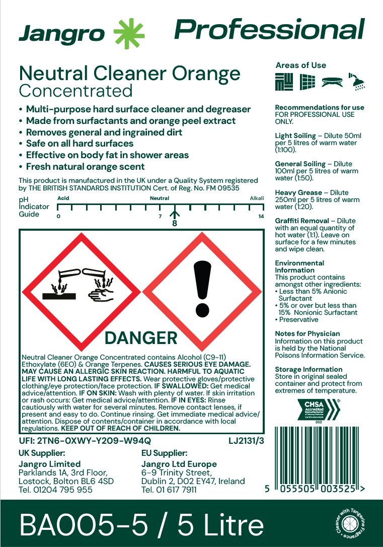 Jangro Professional Neutral Orange Cleaner - 5L