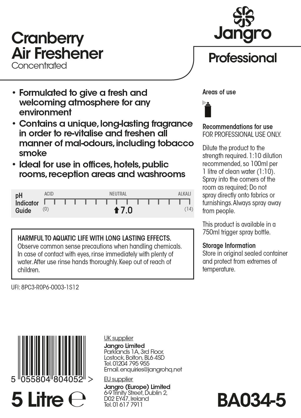 Jangro Cranberry Air Freshener - 5L