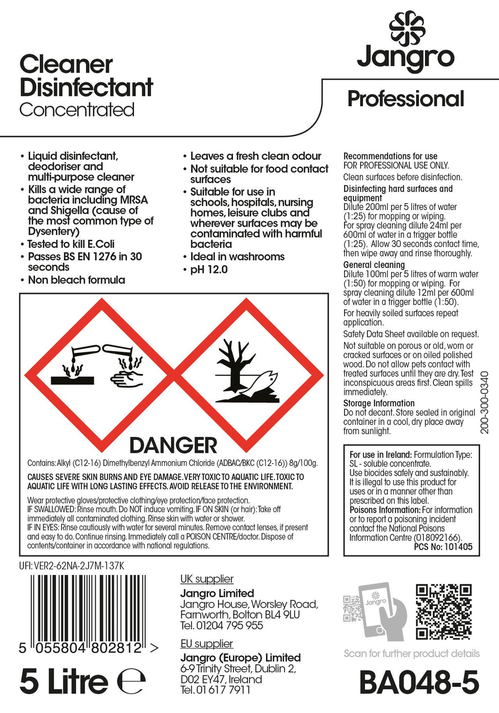 Jangro Cleaner Disinfectant - 5L