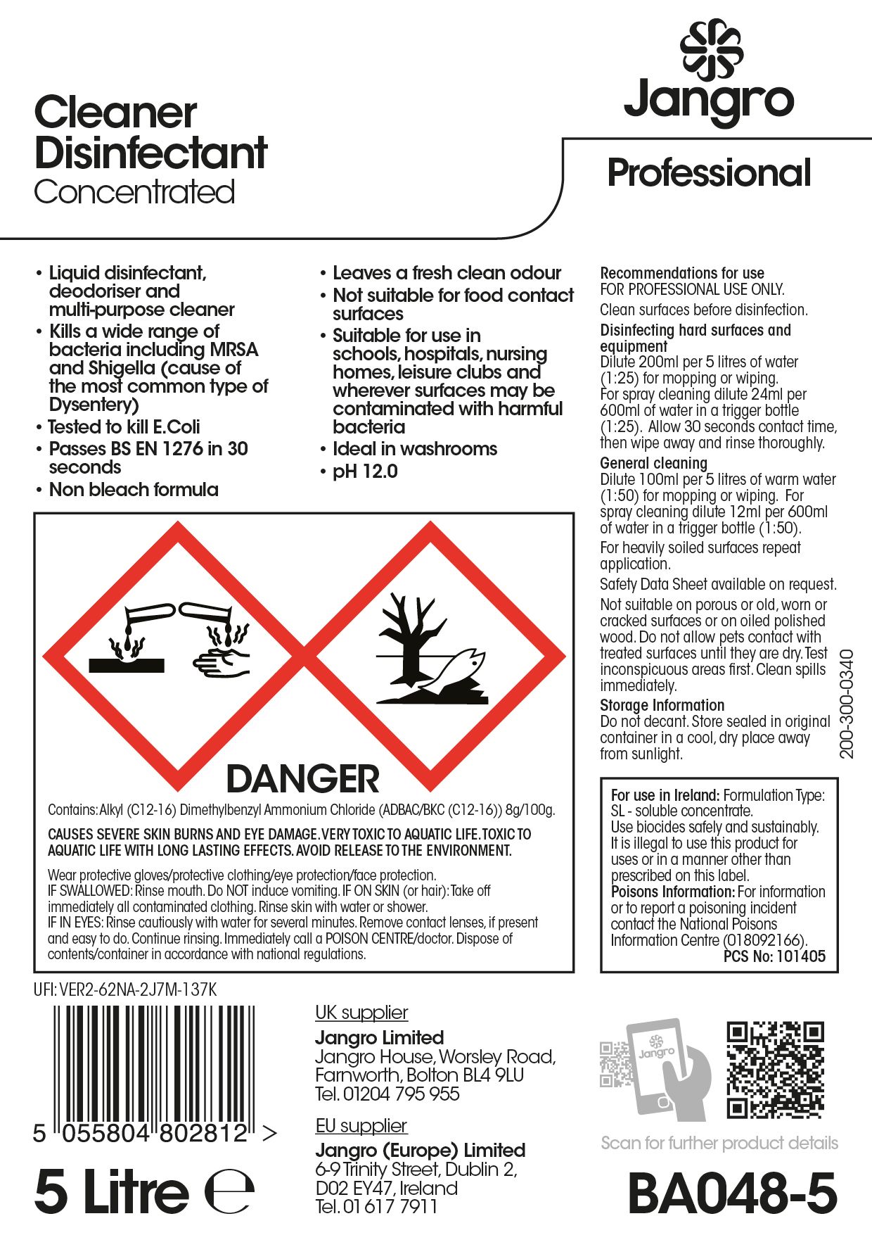 Jangro Cleaner Disinfectant - 5L