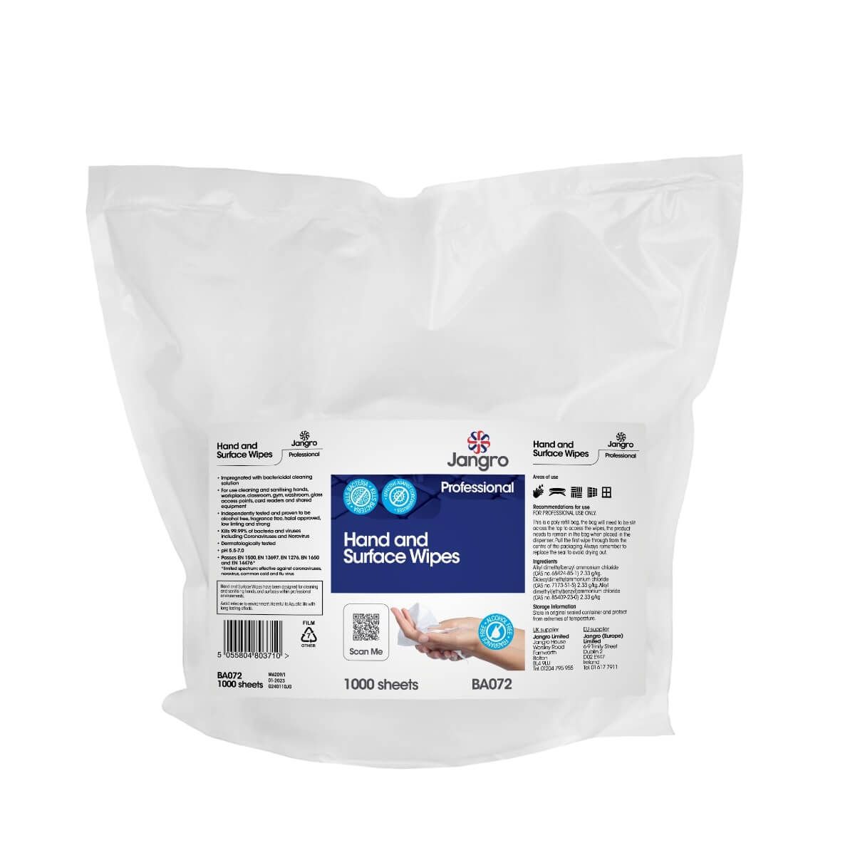 Jangro Professional Hand and Surface Wipes - 1000 Wipes