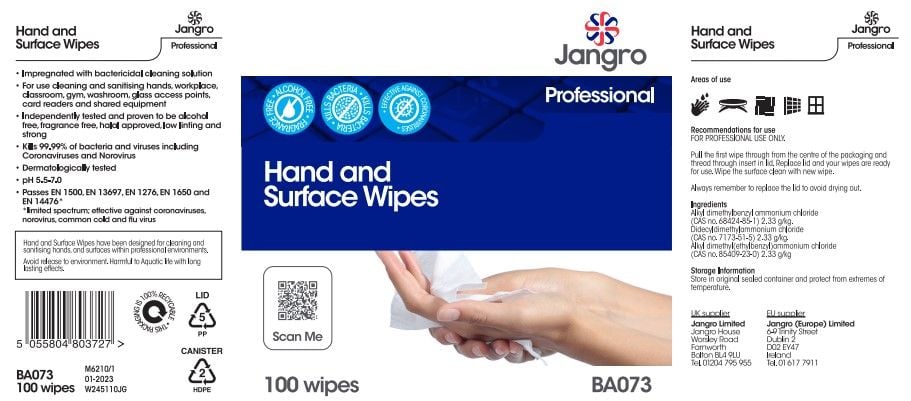 Jangro Professional Hand and Surface Wipes - 100 Wipes
