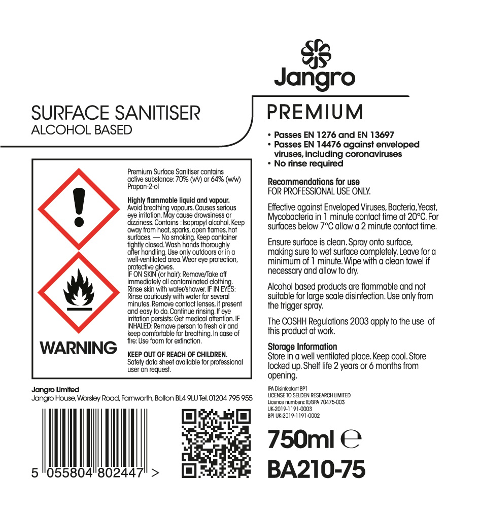 Jangro Premium Surface Sanitiser - 750ml