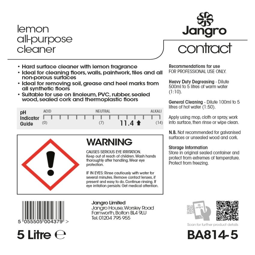 Jangro Contract Lemon All-purpose Cleaner - 5L