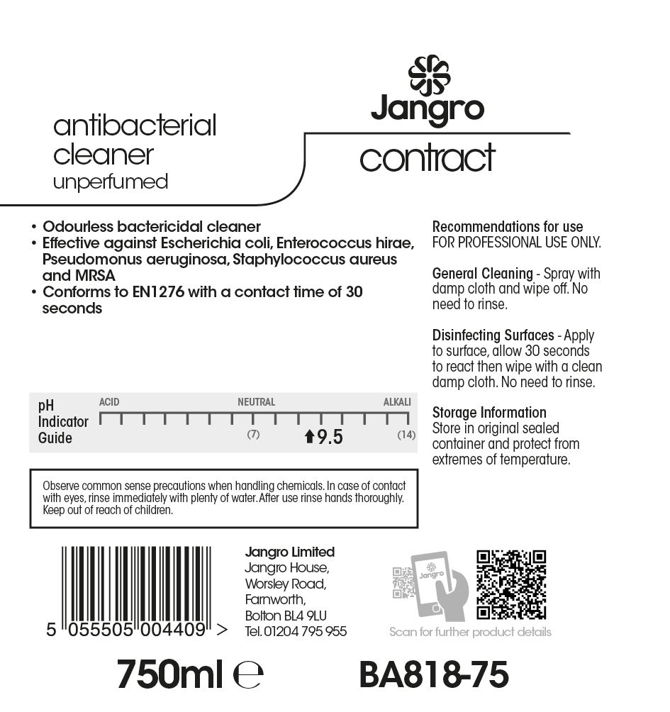 Jangro Contract Unperfumed Antibacterial Cleaner - 750ml