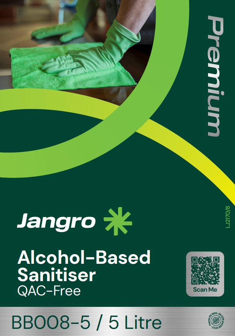 Jangro Premium Alcohol-Based Sanitiser - QAC Free - 5L