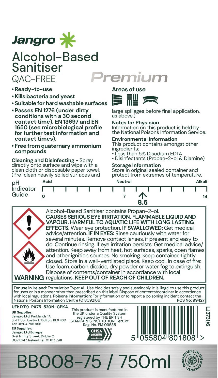 Jangro Premium Alcohol-Based Sanitiser - QAC Free - 750ml