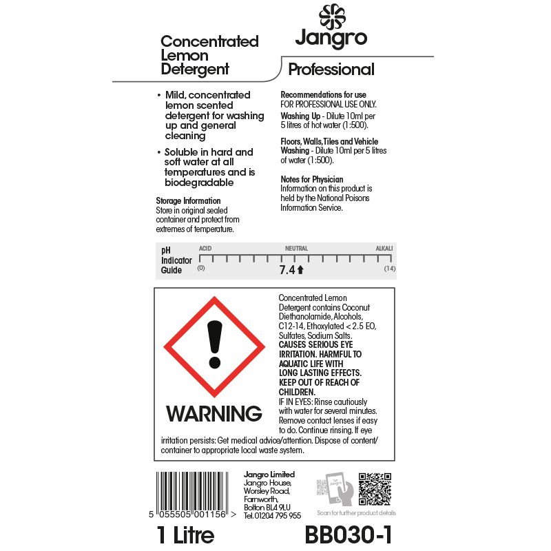 Jangro Professional Concentrated Detergent - Lemon - 1L