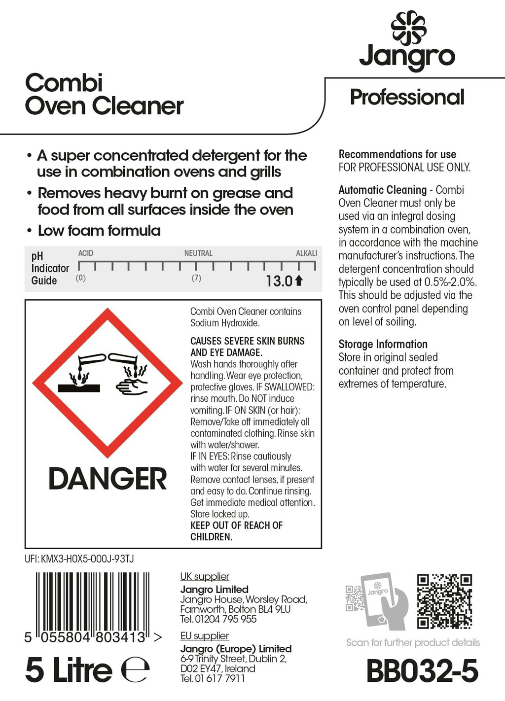 Jangro Professional Combi Oven Cleaner - 5L