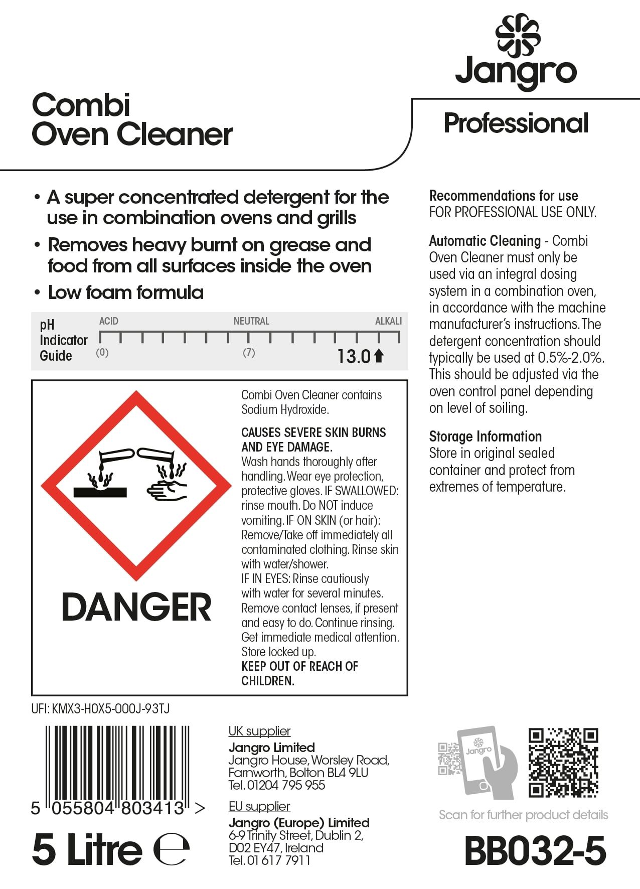 Jangro Professional Combi Oven Cleaner - 5L