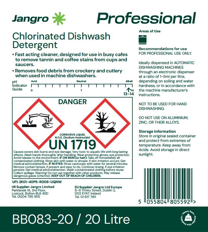 Jangro Chlorinated Dishwash Detergent 20 litre