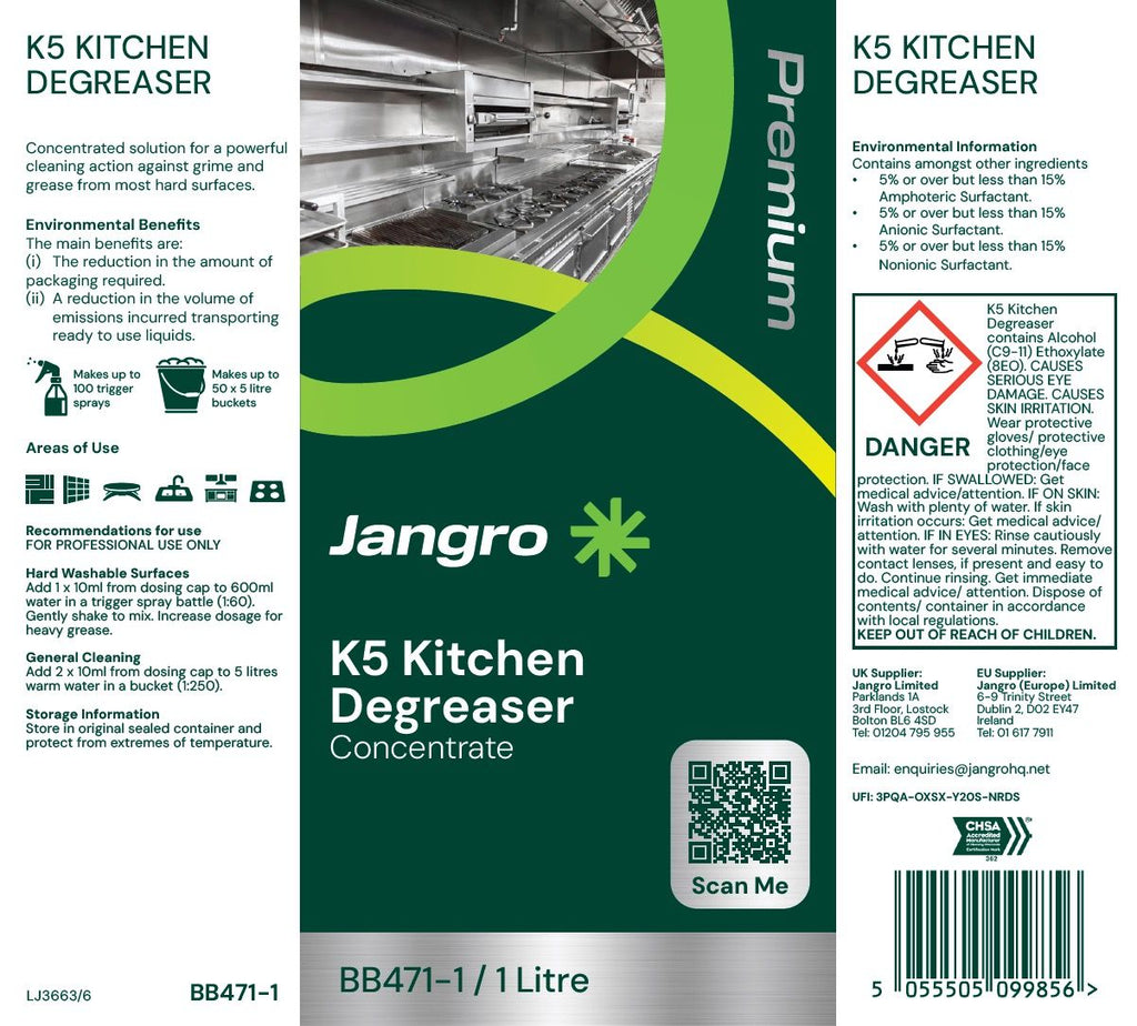 Jangro Premium K5 Kitchen Degreaser - 1L